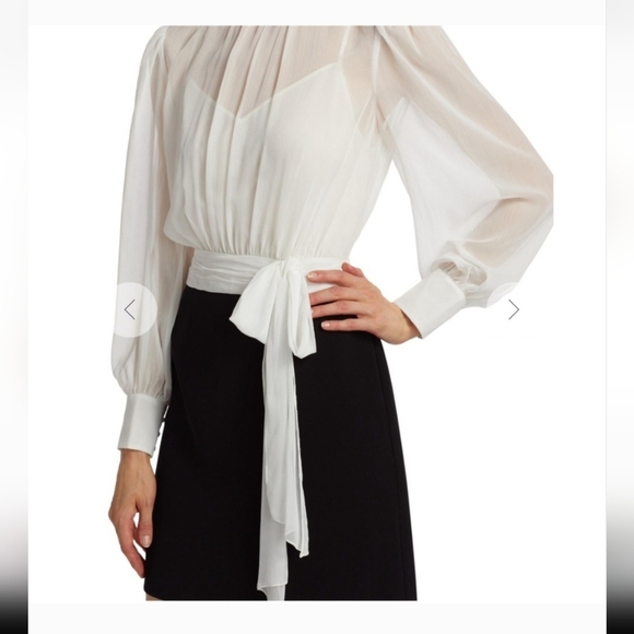 NWT Cinq a Sept Black and Ivory Elena Dress - Picture 2 of 11